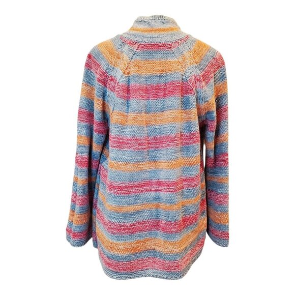 J. Jill SZ XL Women's Cotton/Linen Blend Colorful Striped Knit Sweater - Picture 6 of 11